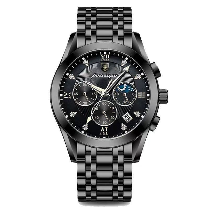POEDAGAR 820 Watch Casual Chronograph Watch Men's Watch Stainless Steel Strap Business Watch Quartz Watch With Luminous Hands