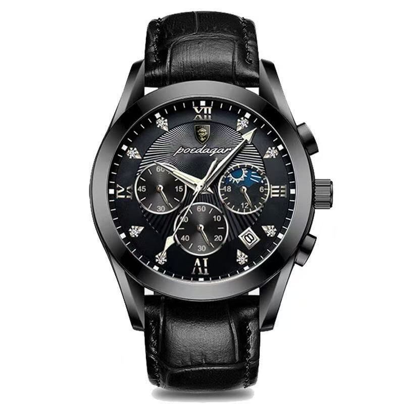POEDAGAR 820 Watch Casual Chronograph Watch Men's Watch Stainless Steel Strap Business Watch Quartz Watch With Luminous Hands