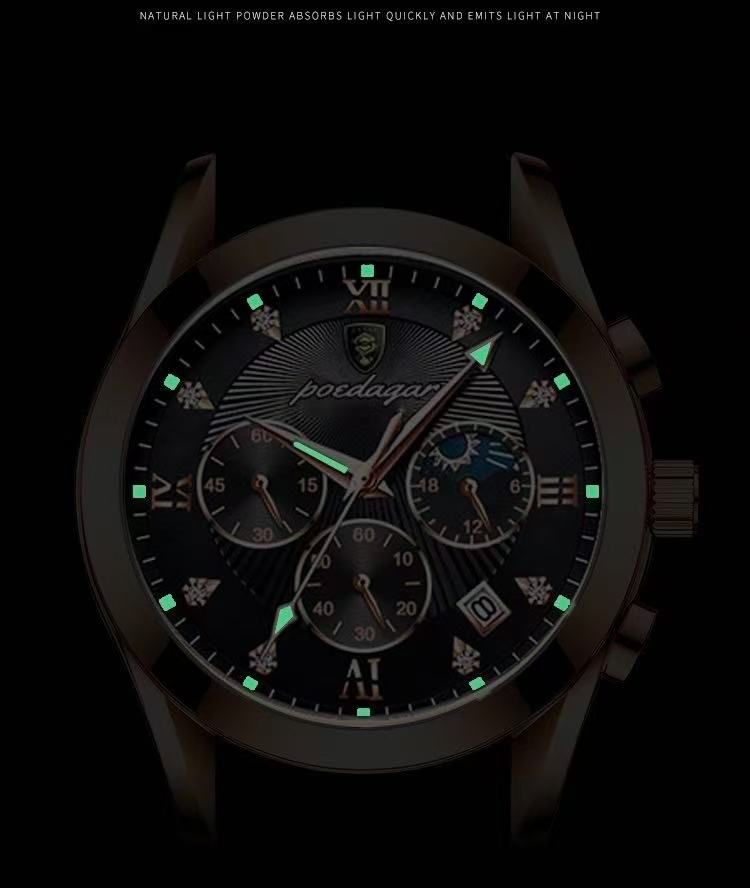 POEDAGAR 820 Watch Casual Chronograph Watch Men's Watch Stainless Steel Strap Business Watch Quartz Watch With Luminous Hands