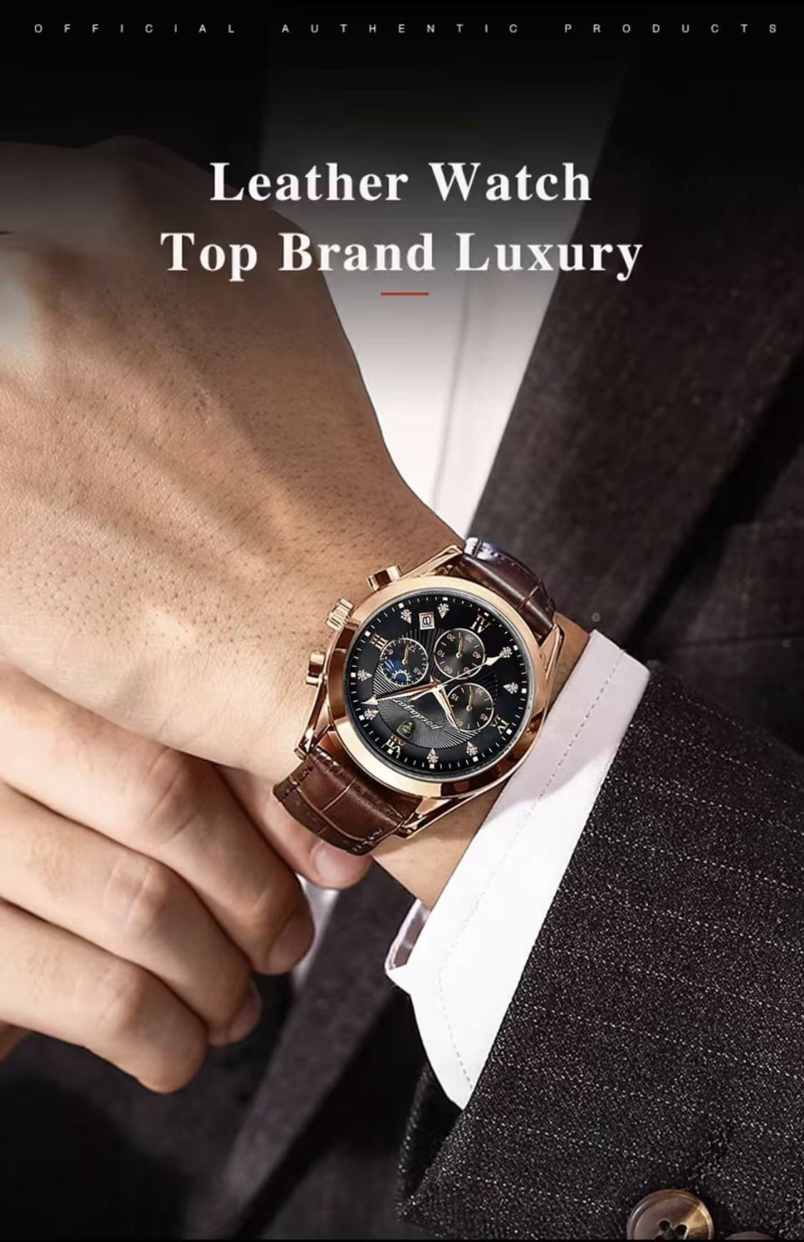 POEDAGAR 820 Watch Casual Chronograph Watch Men's Watch Stainless Steel Strap Business Watch Quartz Watch With Luminous Hands