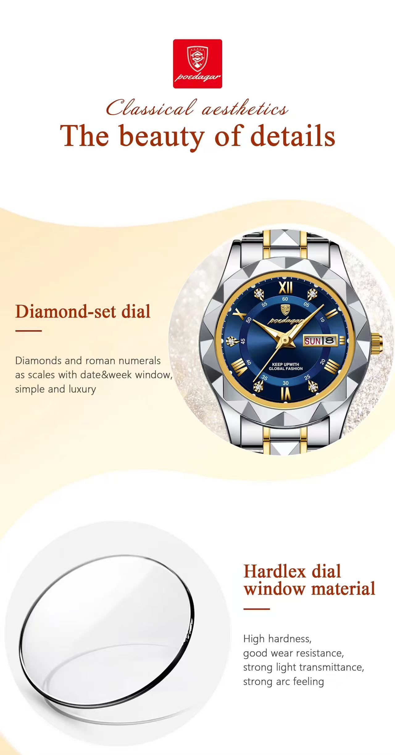 POEDAGAR 306 Luxury Ladies Watch Luminous Waterproof Week Woman Wristwatch Stainless Steel Women Quartz Watches Reloj