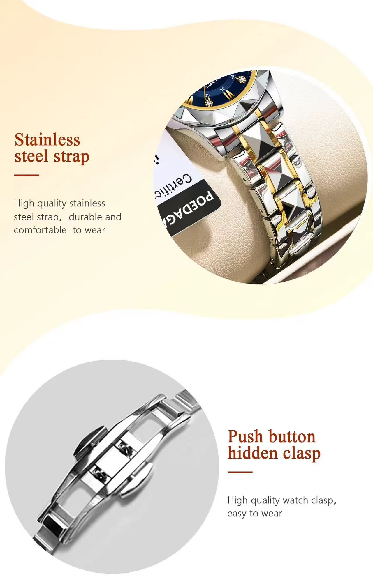 POEDAGAR 306 Luxury Ladies Watch Luminous Waterproof Week Woman Wristwatch Stainless Steel Women Quartz Watches Reloj