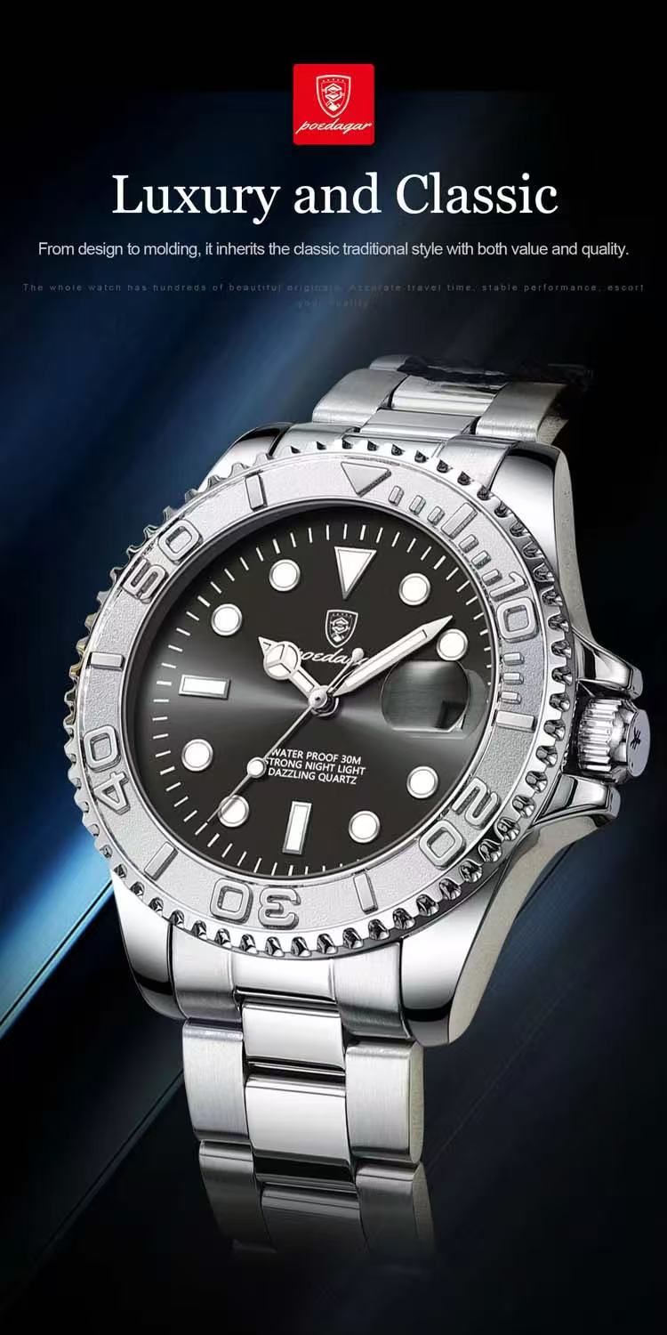 New Poedagar 680 New Fashion Luxury Men Wristwatch Waterproof Luminous Quartz Watches Stainless Steel Watch
No reviews yet