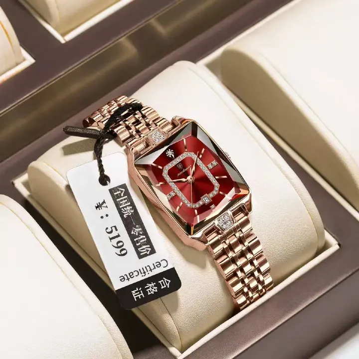 For POEDAGAR 785 Women's Quartz Watch Light Luxury Diamond Cut Dial Irregular Shape Dial Leather Popular Personalized Women's