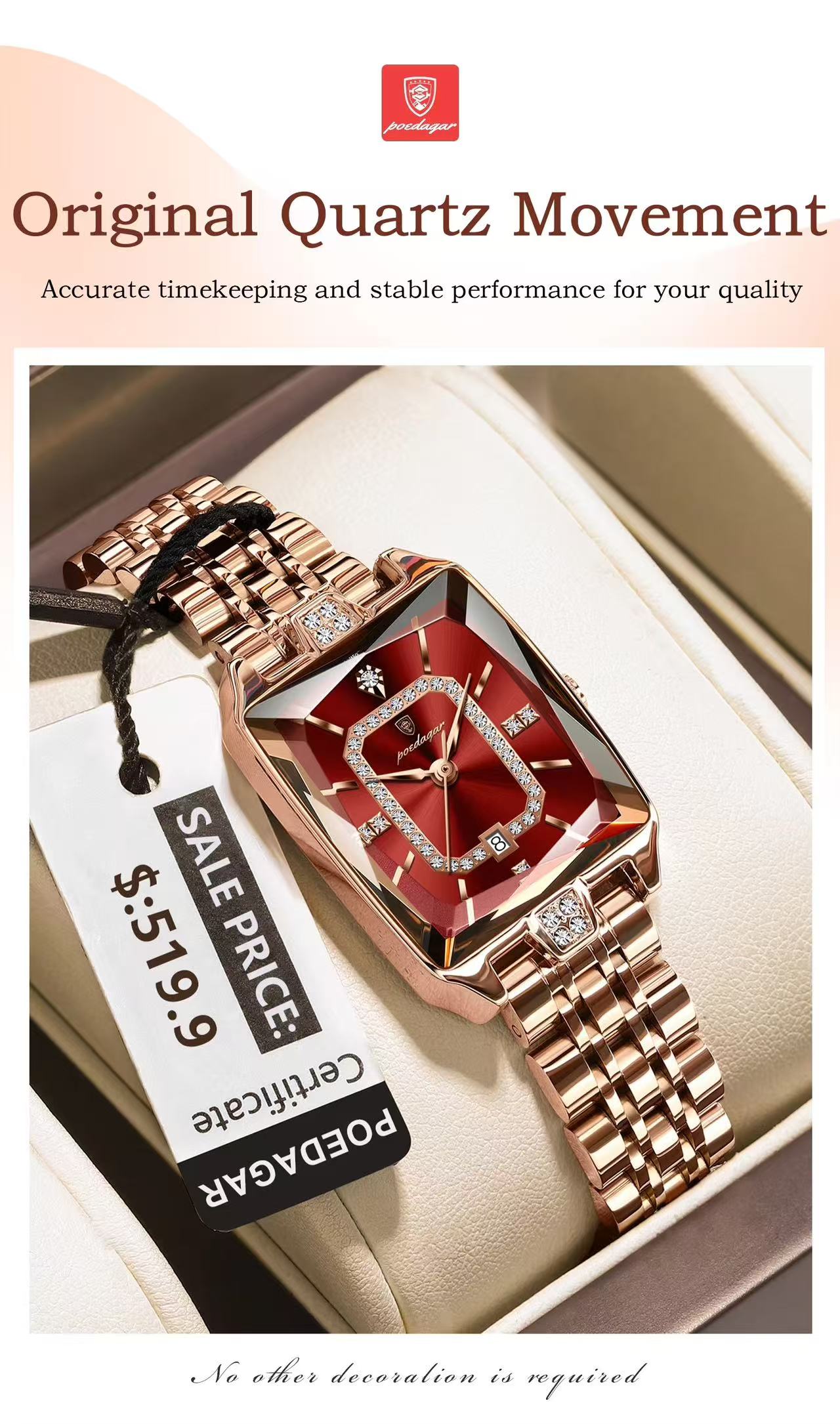 For POEDAGAR 785 Women's Quartz Watch Light Luxury Diamond Cut Dial Irregular Shape Dial Leather Popular Personalized Women's