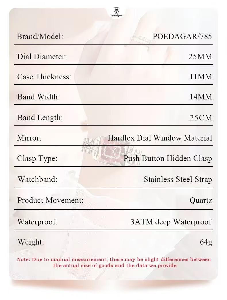 For POEDAGAR 785 Women's Quartz Watch Light Luxury Diamond Cut Dial Irregular Shape Dial Leather Popular Personalized Women's