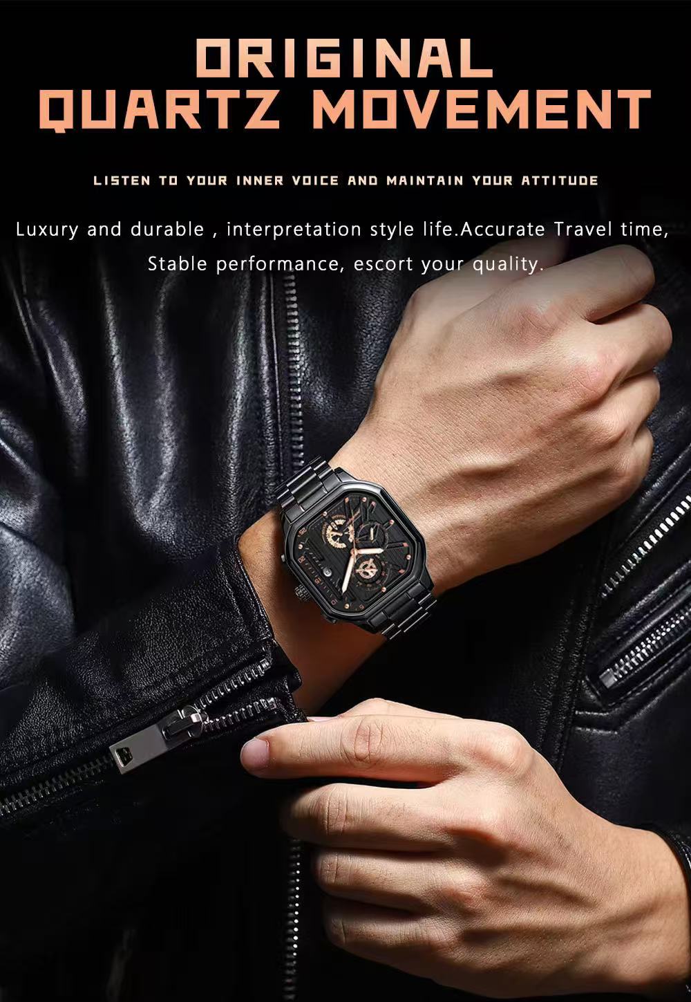 Top Poedagar Watches for Men 628 Quartz Man Wristwatch Waterproof Not-Chronograph Leather Band Fashion Men Dual Time Watch