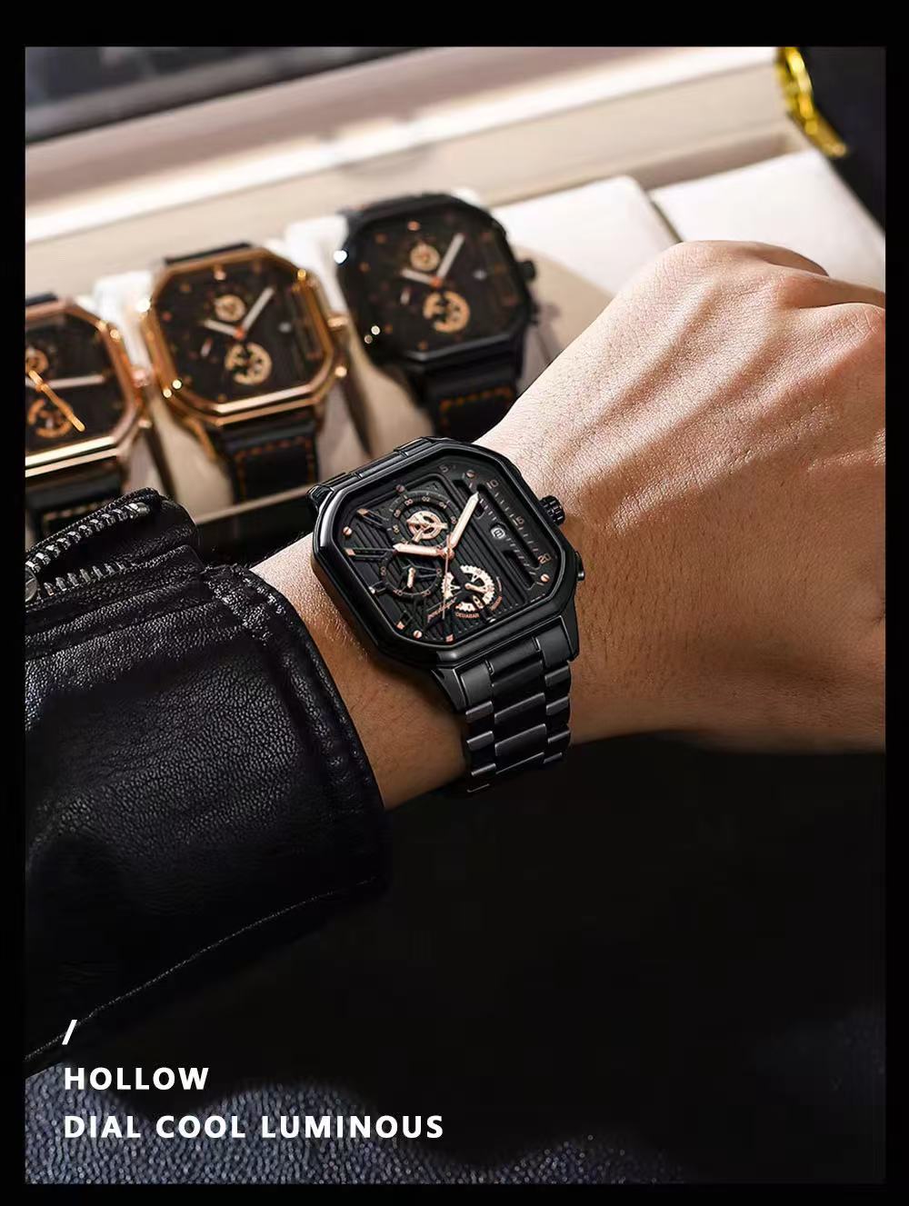Top Poedagar Watches for Men 628 Quartz Man Wristwatch Waterproof Not-Chronograph Leather Band Fashion Men Dual Time Watch