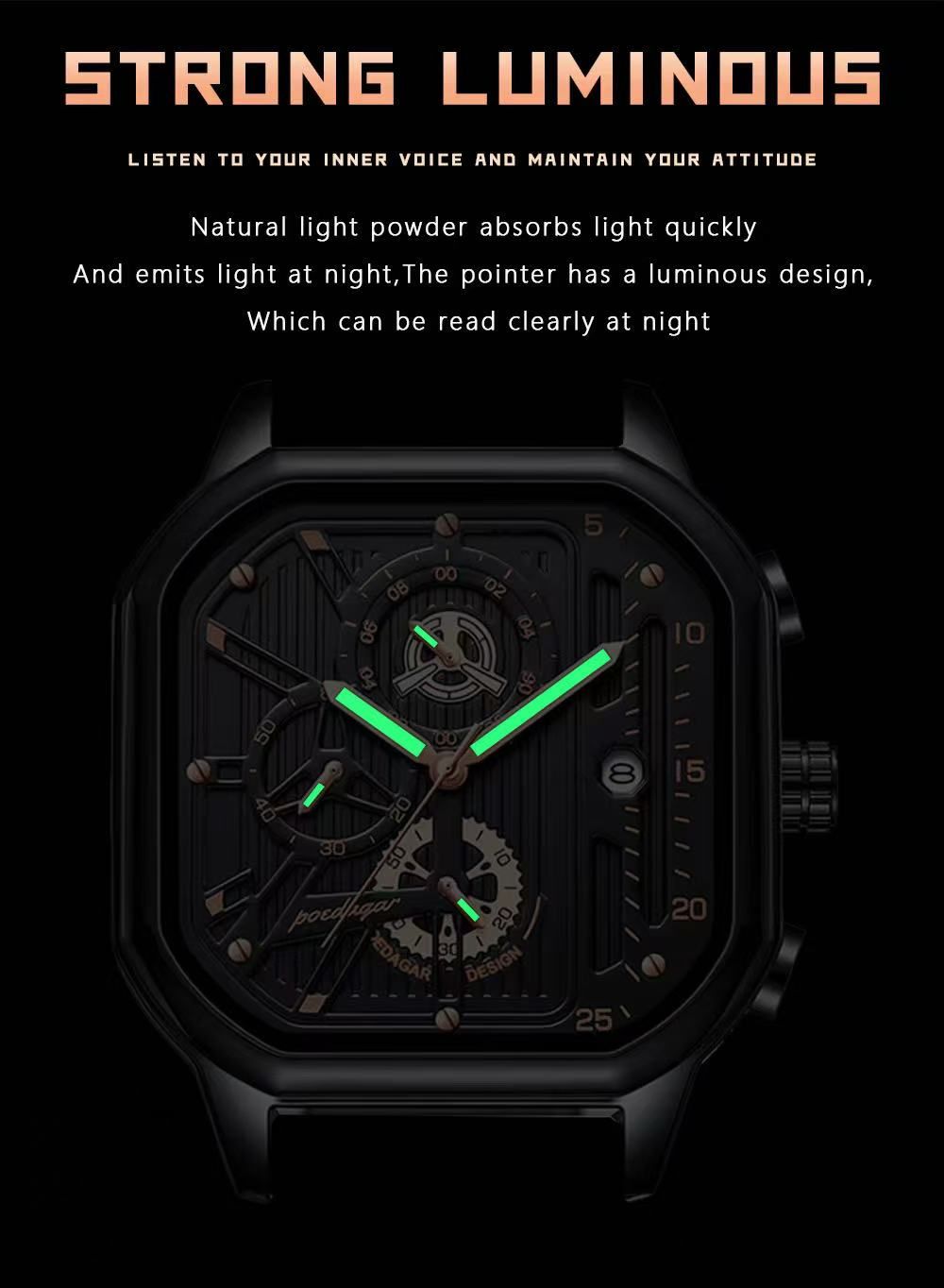 Top Poedagar Watches for Men 628 Quartz Man Wristwatch Waterproof Not-Chronograph Leather Band Fashion Men Dual Time Watch