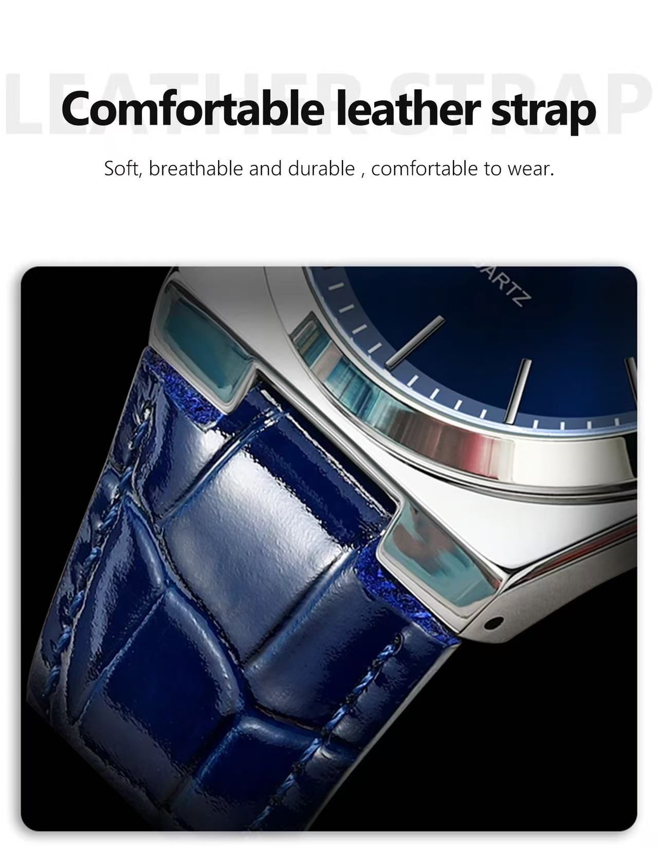 POEDAGAR 930 New Luxury Ultra-thin 40mm Men's Quartz Watches Waterproof Luminous Leather Strap Men Watch