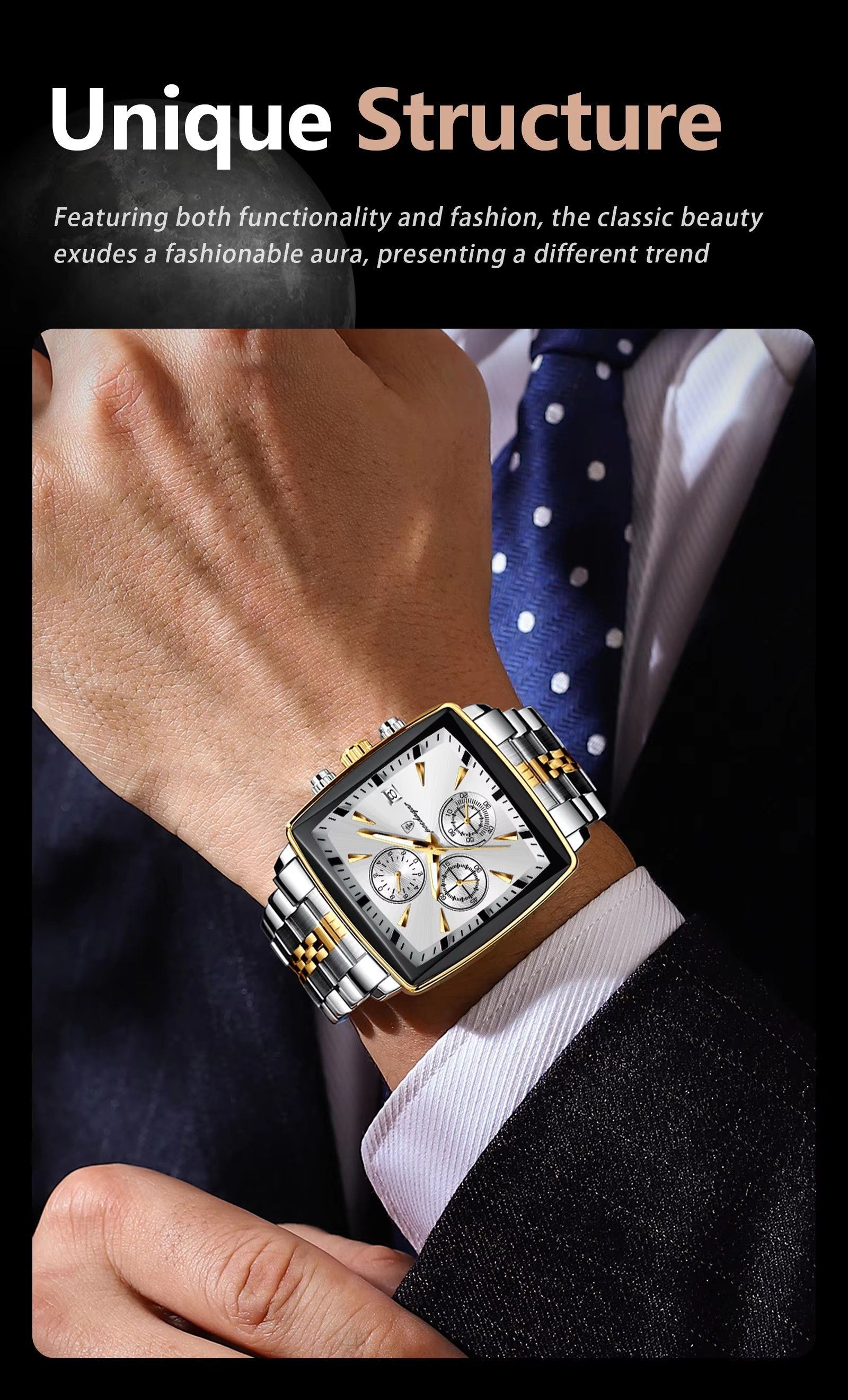 Top Brand POEDAGAR 866 Luxury Square Sport Wristwatch Waterproof Luminous Chronograph Quartz Watches Stainless Steel Men Watch