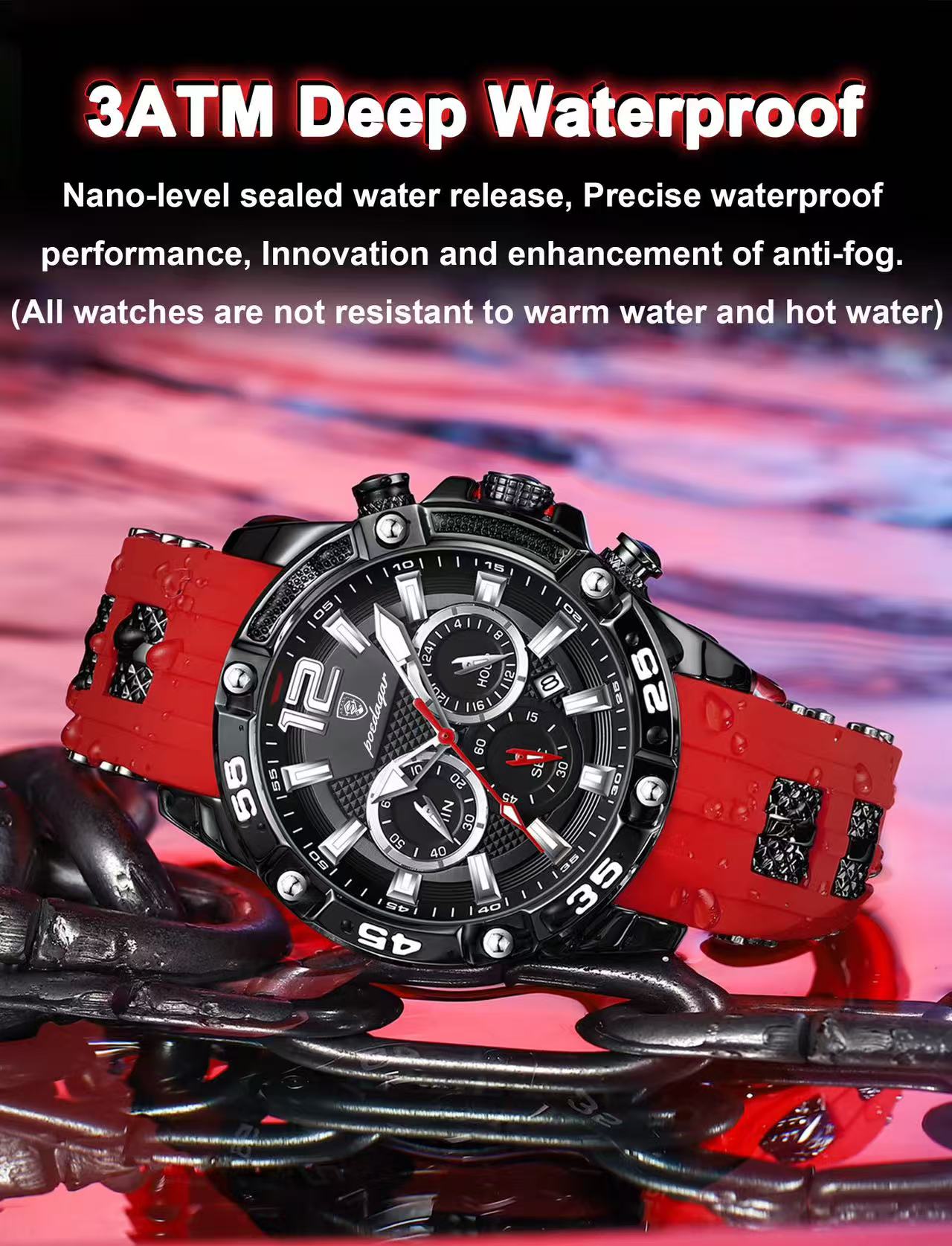POEDAGAR 912 Men Watch Sport Chronograph Waterproof Luminous Date Luxury Man Wristwatch Reloj Quartz Silicone Watches for Men