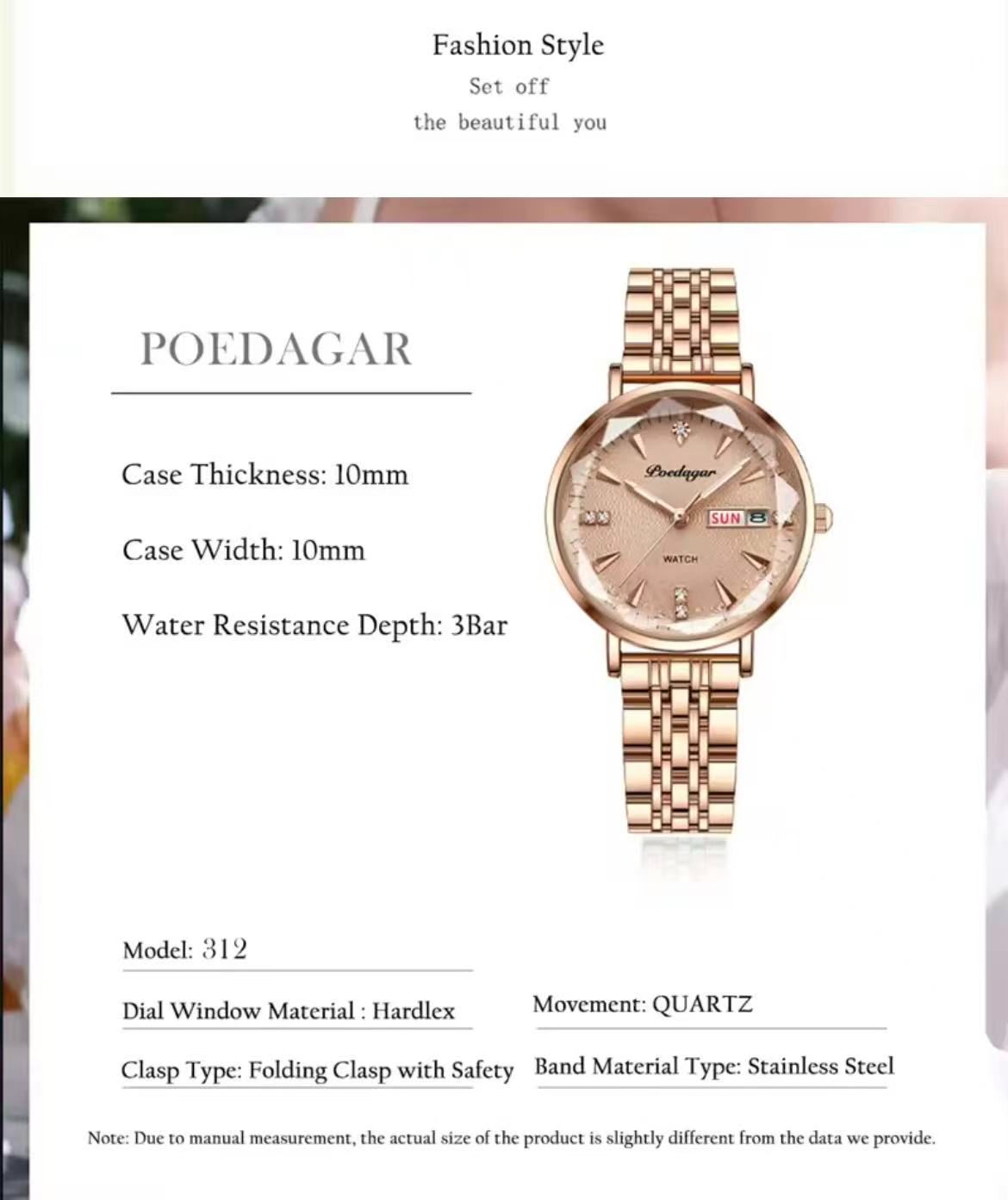 POEDAGAR 312 High Quality Women's Watch Waterproof Luminous Shock Ladies Watch Stainless Steel Quartz Watch Women Wrist Luxury