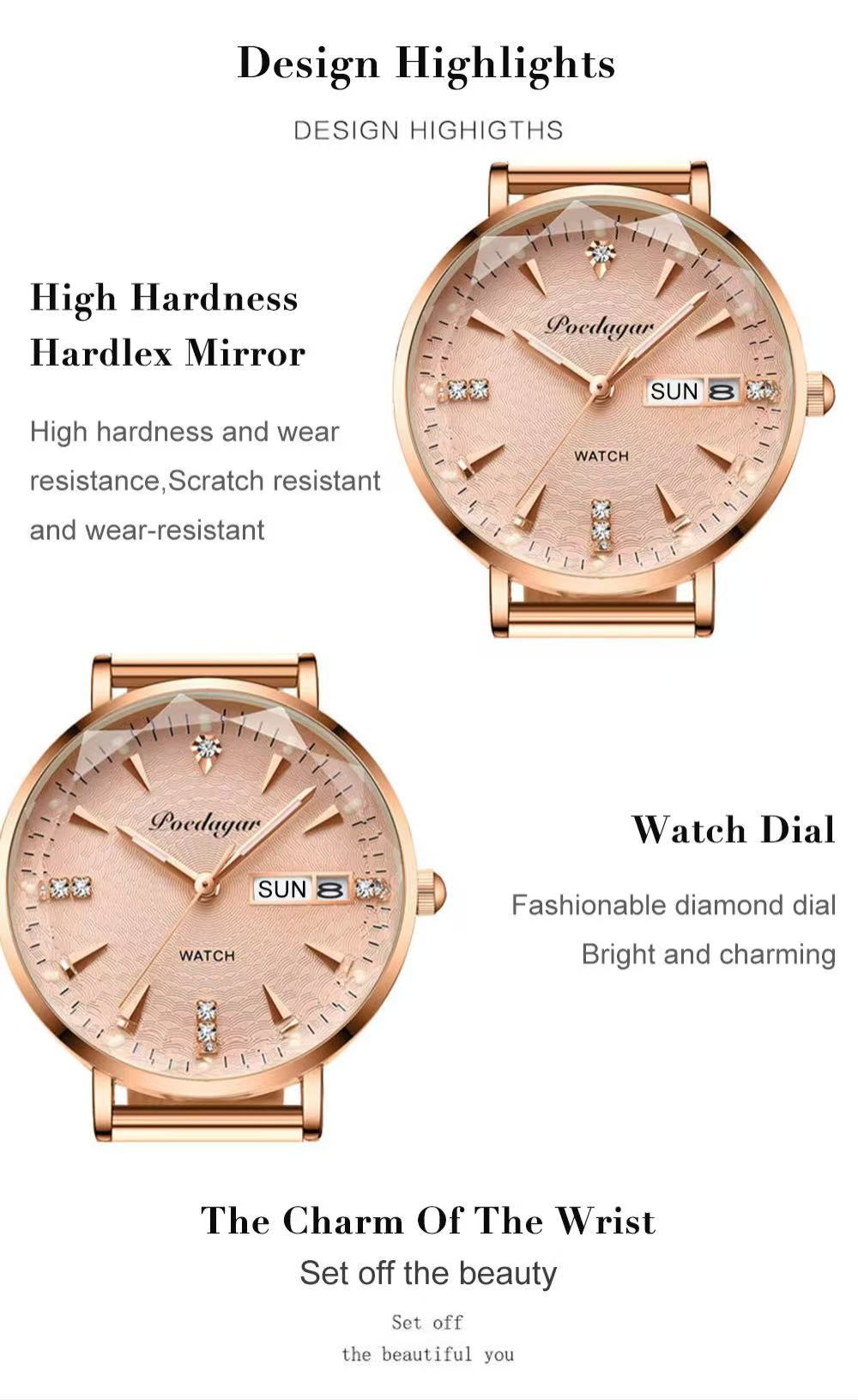 POEDAGAR 312 High Quality Women's Watch Waterproof Luminous Shock Ladies Watch Stainless Steel Quartz Watch Women Wrist Luxury