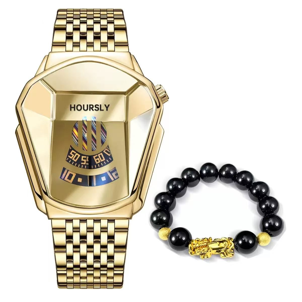 2 PCS Quartz Movement Electronic Drive Avant-Garde Men's Watch 30m Waterproof Depth Stylish Large Dial Racing Watch Set