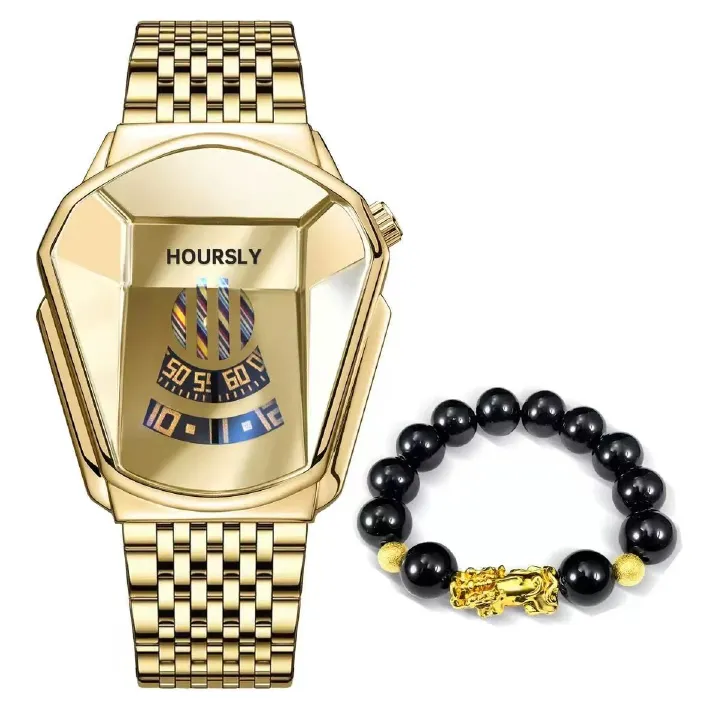 2 PCS Quartz Movement Electronic Drive Avant-Garde Men's Watch 30m Waterproof Depth Stylish Large Dial Racing Watch Set