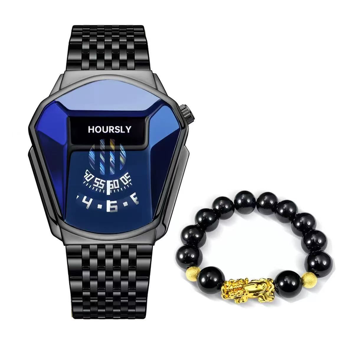 2 PCS Quartz Movement Electronic Drive Avant-Garde Men's Watch 30m Waterproof Depth Stylish Large Dial Racing Watch Set