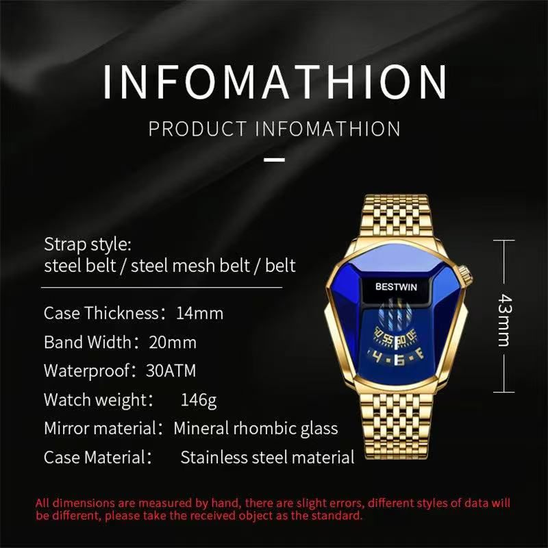 2 PCS Quartz Movement Electronic Drive Avant-Garde Men's Watch 30m Waterproof Depth Stylish Large Dial Racing Watch Set