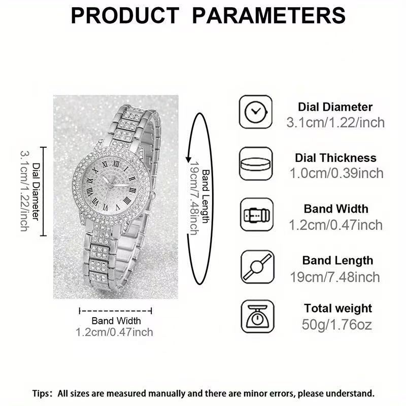 Best Selling Luxury Women's Quartz Watch with Three Bracelets Diamond Elegant Zinc Alloy Material Perfect First Choice Gift
