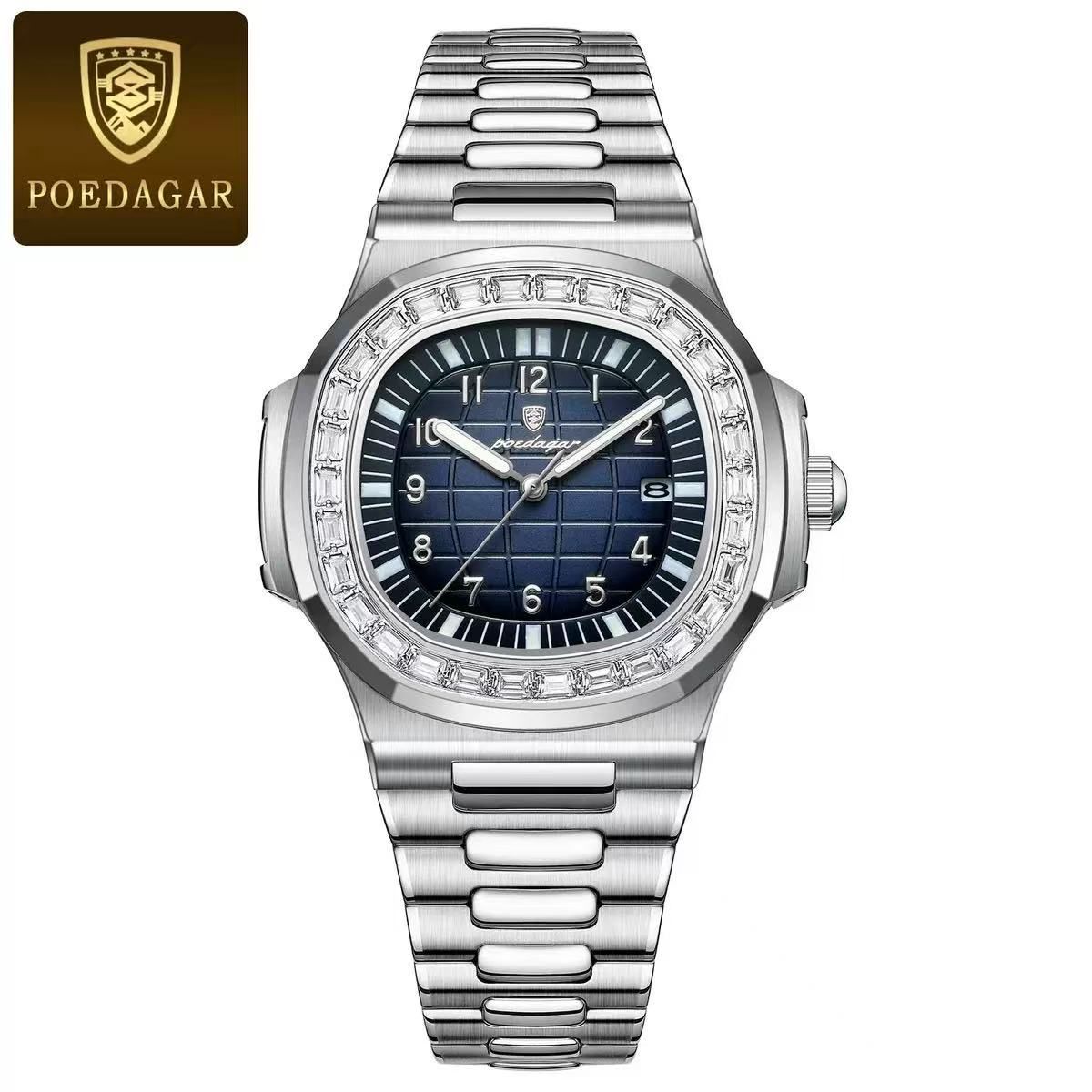 POEDAGAR 925 Hot New Trendy Classic Men Watch Stainless Steel Quartz Watches Waterproof Luminous Watch for Men Masculino Clock