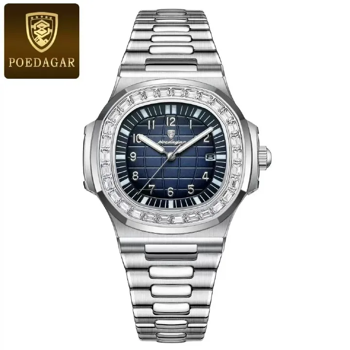 POEDAGAR 925 Hot New Trendy Classic Men Watch Stainless Steel Quartz Watches Waterproof Luminous Watch for Men Masculino Clock