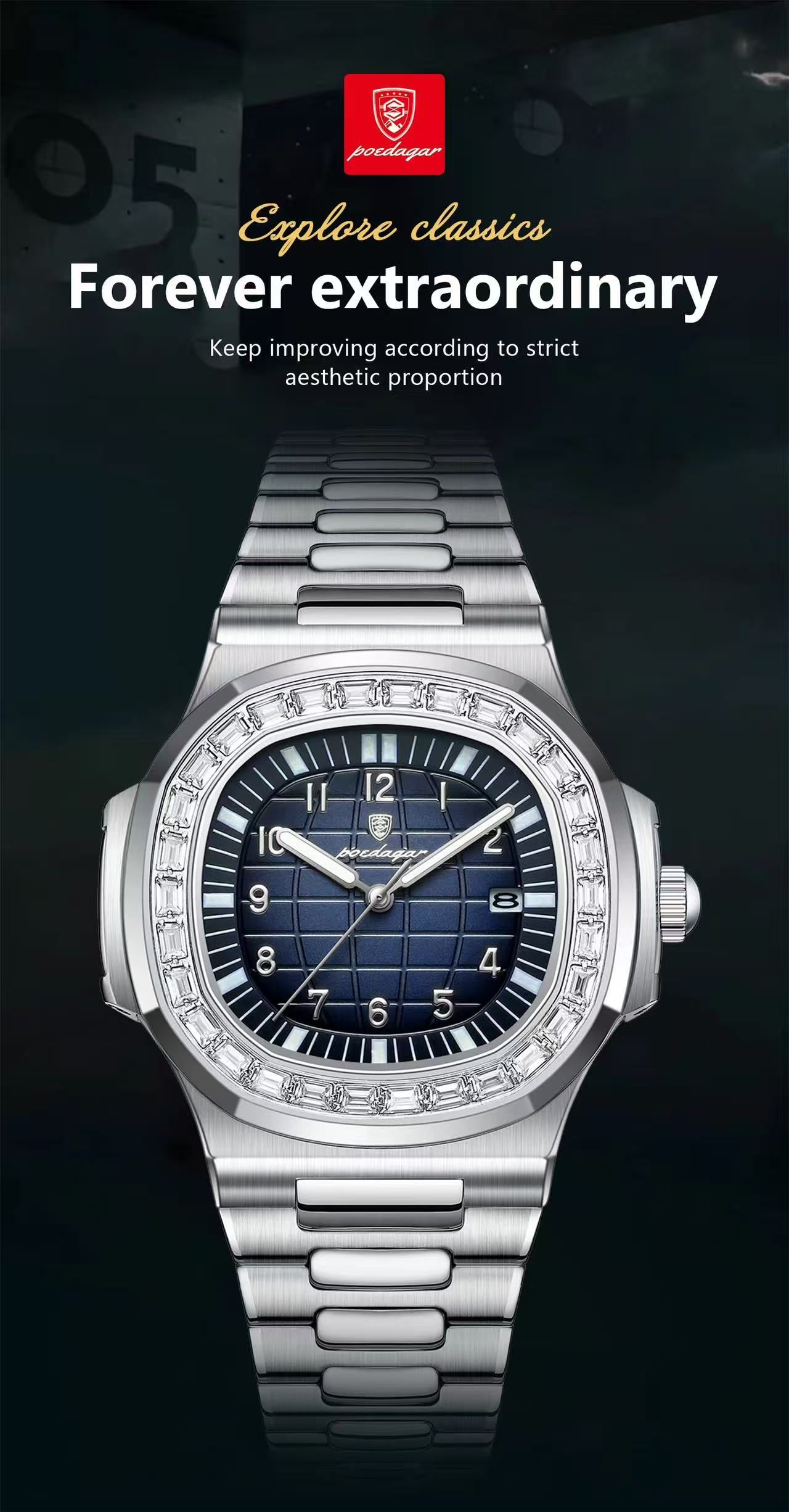 POEDAGAR 925 Hot New Trendy Classic Men Watch Stainless Steel Quartz Watches Waterproof Luminous Watch for Men Masculino Clock