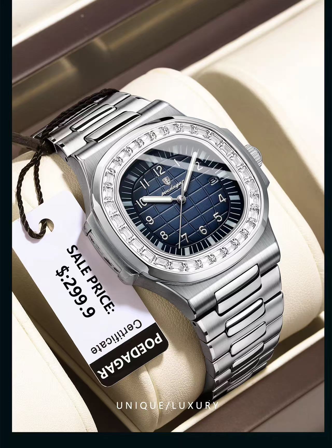 POEDAGAR 925 Hot New Trendy Classic Men Watch Stainless Steel Quartz Watches Waterproof Luminous Watch for Men Masculino Clock