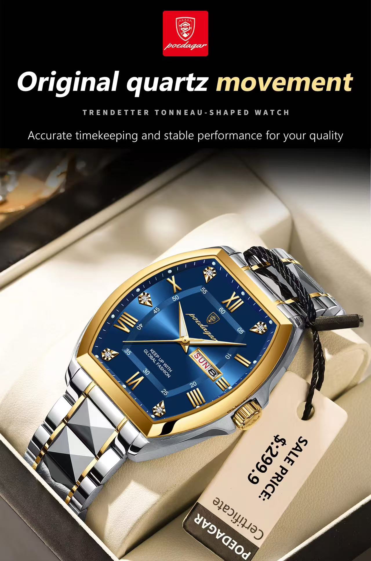 Poedagar 958 New Fashion Luxury Men Wristwatch Waterproof Luminous Quartz Watches Stainless Steel Watch