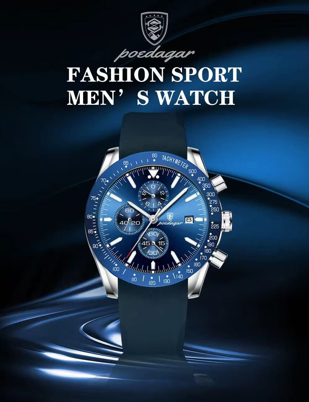 POEDAGAR P988 988 Luxury Chronograph Quartz Watch Low Price Luminous Hands Date Week Sport Wrist Watches for Men Montre Relojes