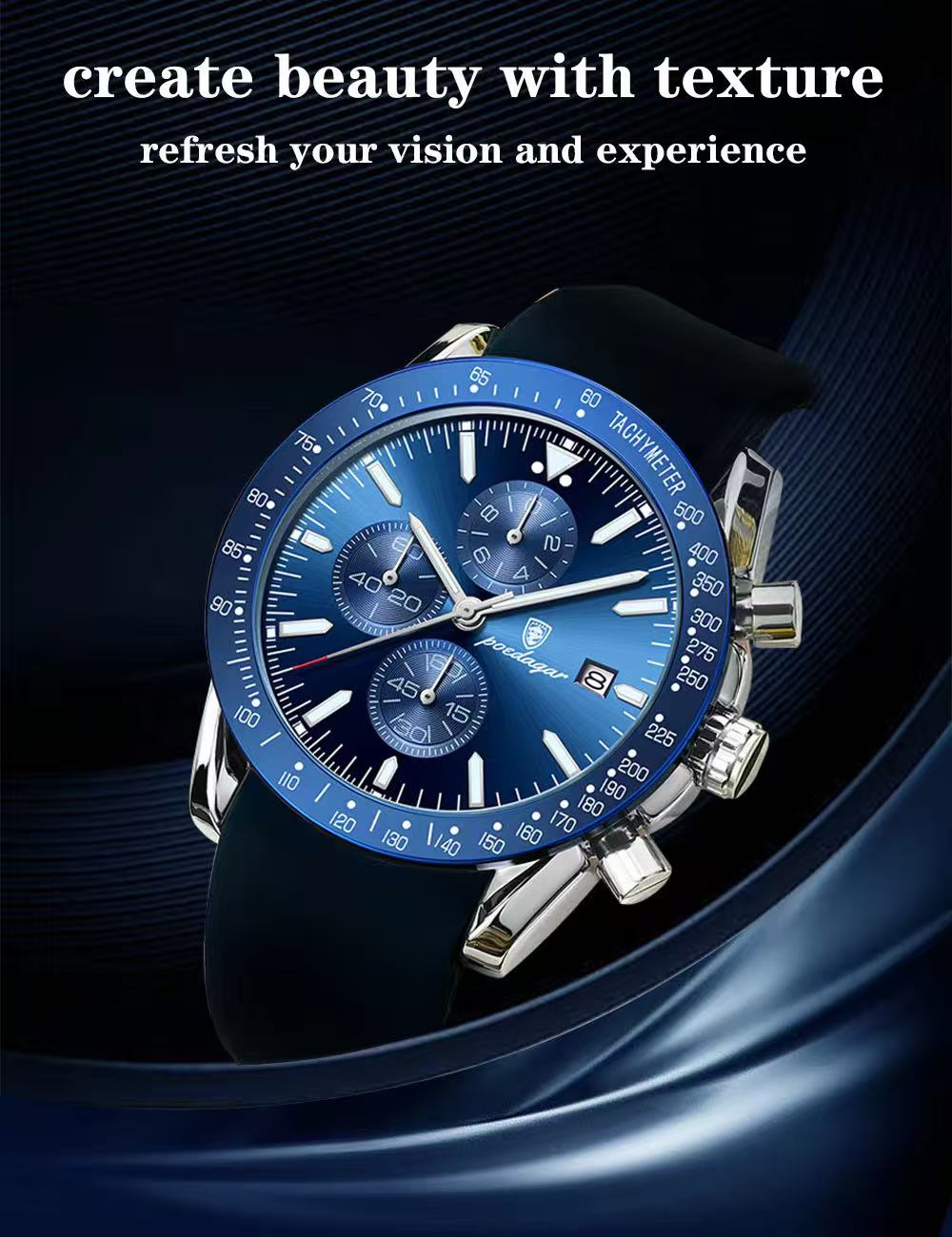 POEDAGAR P988 988 Luxury Chronograph Quartz Watch Low Price Luminous Hands Date Week Sport Wrist Watches for Men Montre Relojes