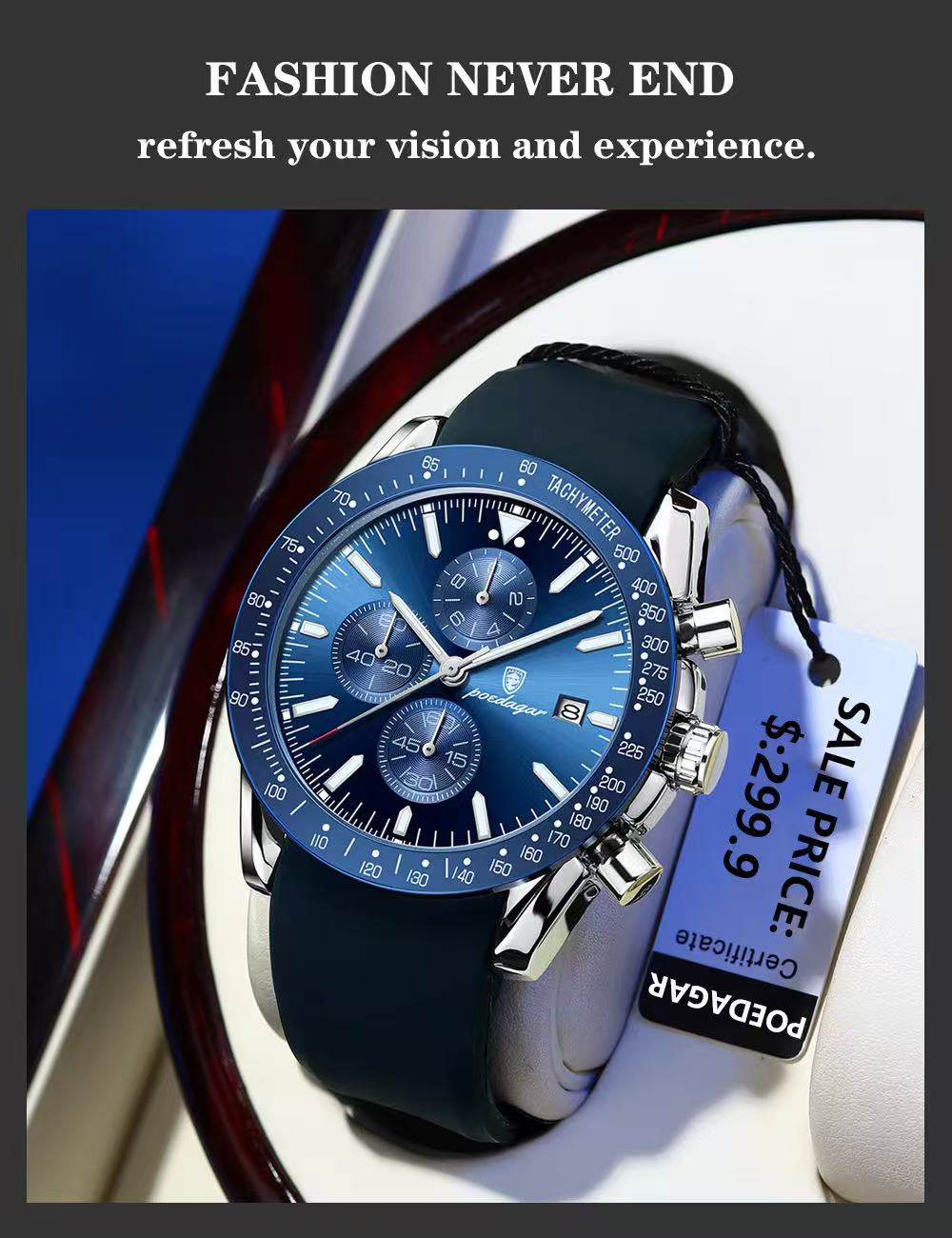 POEDAGAR P988 988 Luxury Chronograph Quartz Watch Low Price Luminous Hands Date Week Sport Wrist Watches for Men Montre Relojes