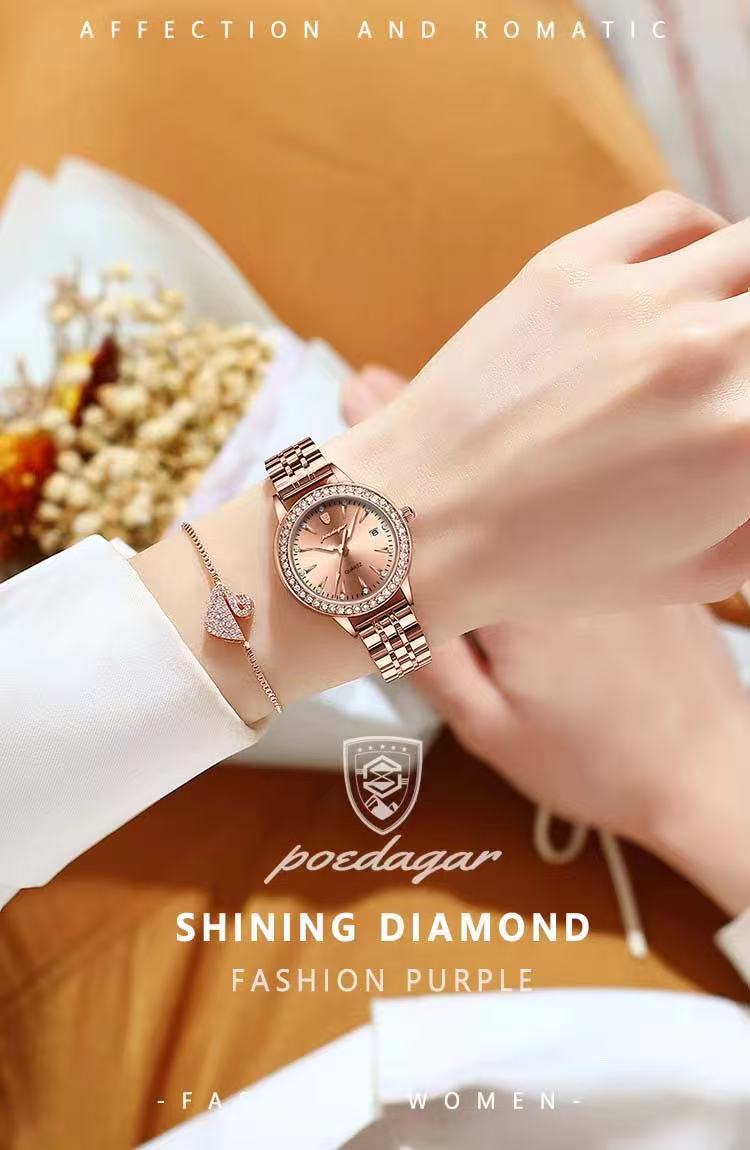POEDAGAR 366 Fashion Ladies Diamond Watch Waterproof Stainless Steel Bracelet Women Watches Quartz Charming Wristwatches