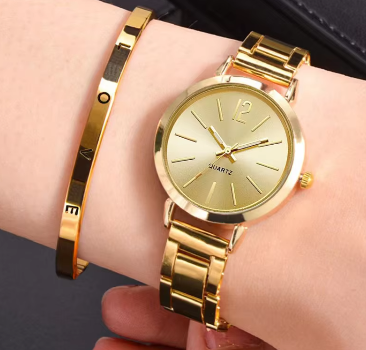 2pcs Set Women Quartz Watch With Bracelet Fashion Ladies Watches With Bracelet Set
