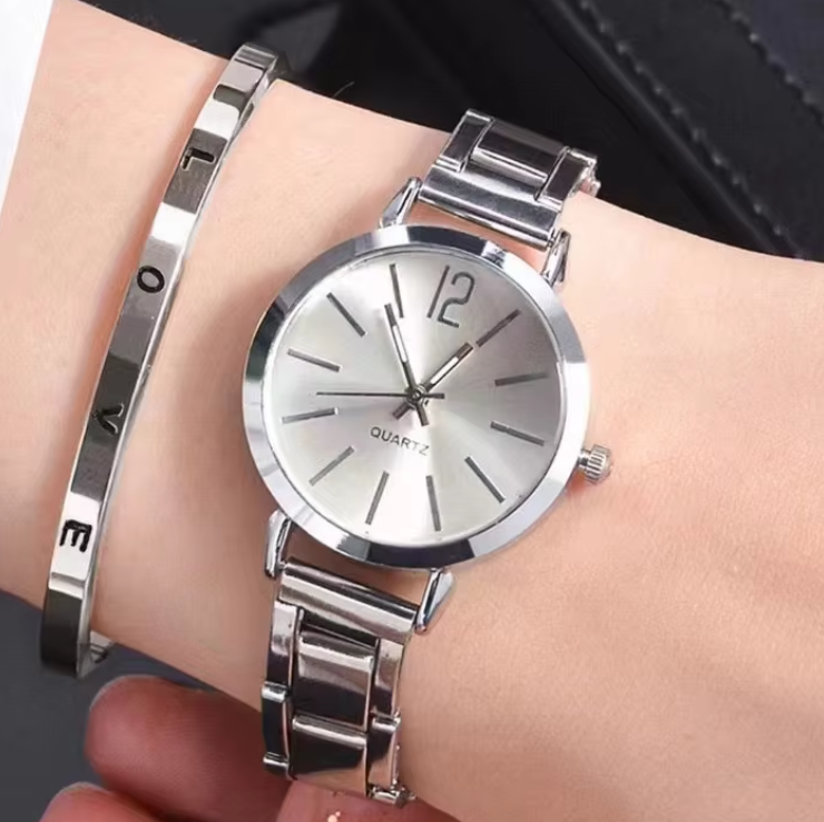 2pcs Set Women Quartz Watch With Bracelet Fashion Ladies Watches With Bracelet Set