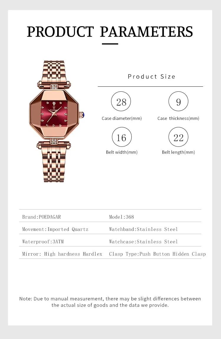 POEDAGAR Women Watches Fashion Luxury Stainless Stain Waterproof for Quartz Watches Top Brand Custom Rose Gold Ladies Wristwatch
