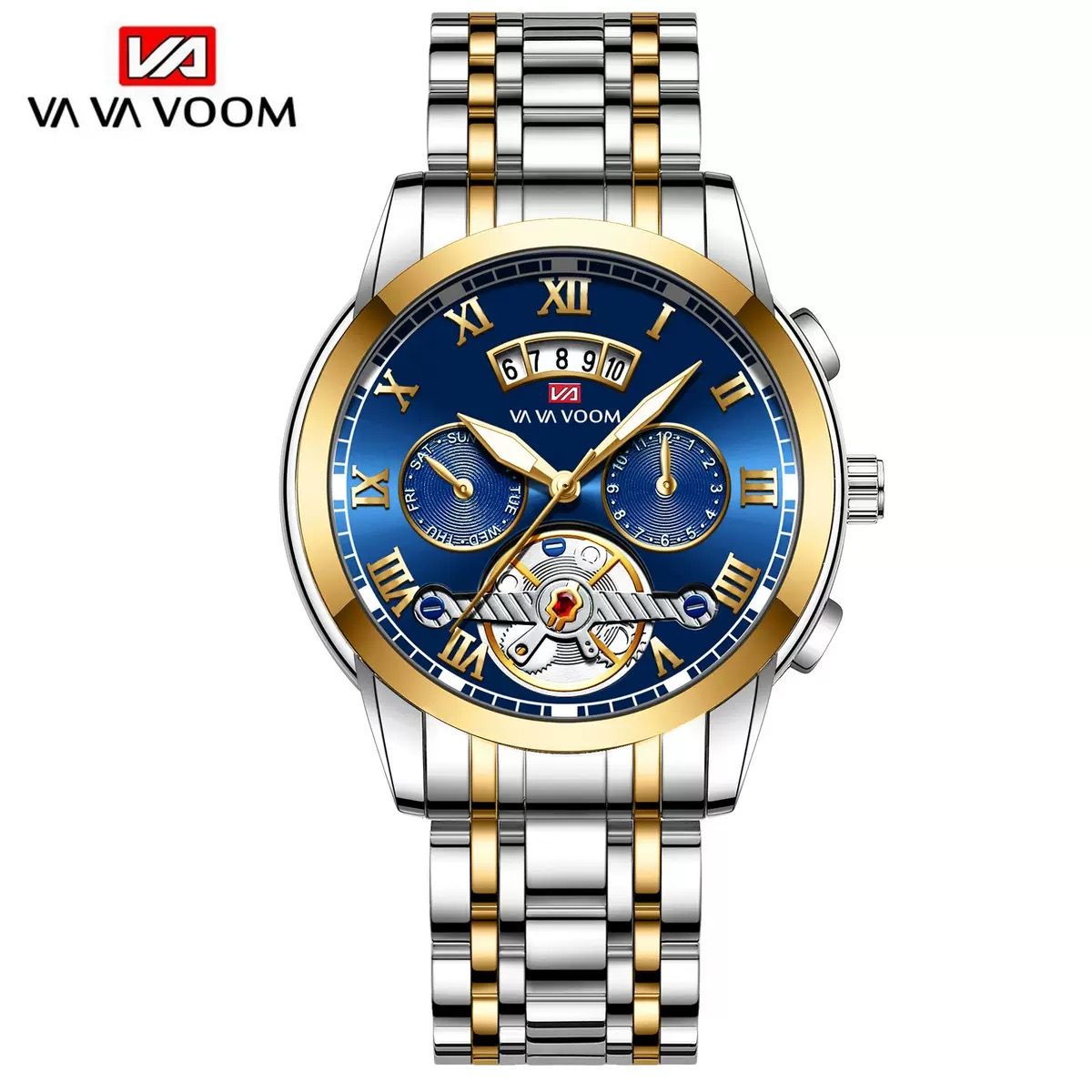 Hannah Martin New Stainless Steel Tourbillon Multifunctional Watch For Men Fashion Luminous Waterproof Watch Men's Steel Wristwatch