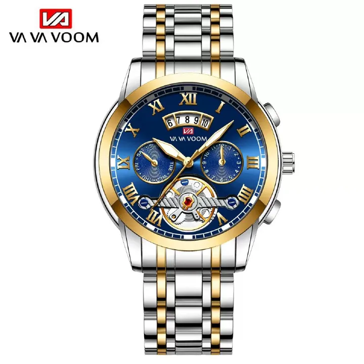 Hannah Martin New Stainless Steel Tourbillon Multifunctional Watch For Men Fashion Luminous Waterproof Watch Men's Steel Wristwatch