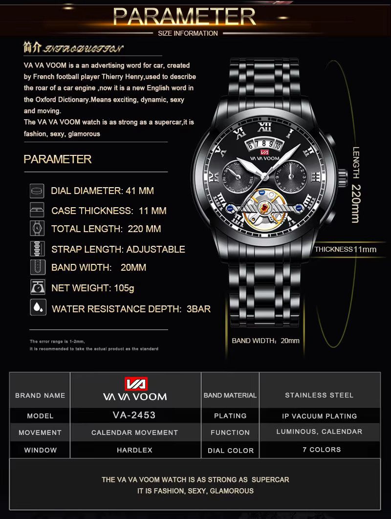 Hannah Martin New Stainless Steel Tourbillon Multifunctional Watch For Men Fashion Luminous Waterproof Watch Men's Steel Wristwatch