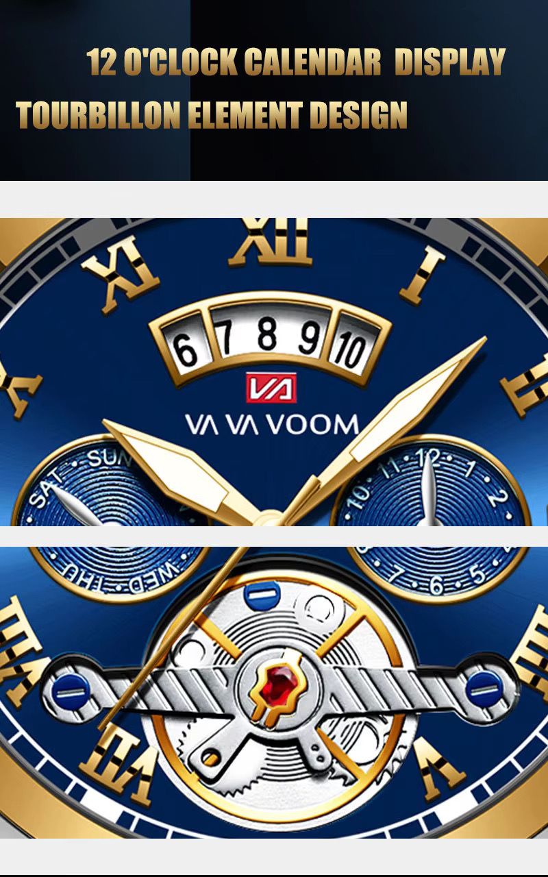Hannah Martin New Stainless Steel Tourbillon Multifunctional Watch For Men Fashion Luminous Waterproof Watch Men's Steel Wristwatch