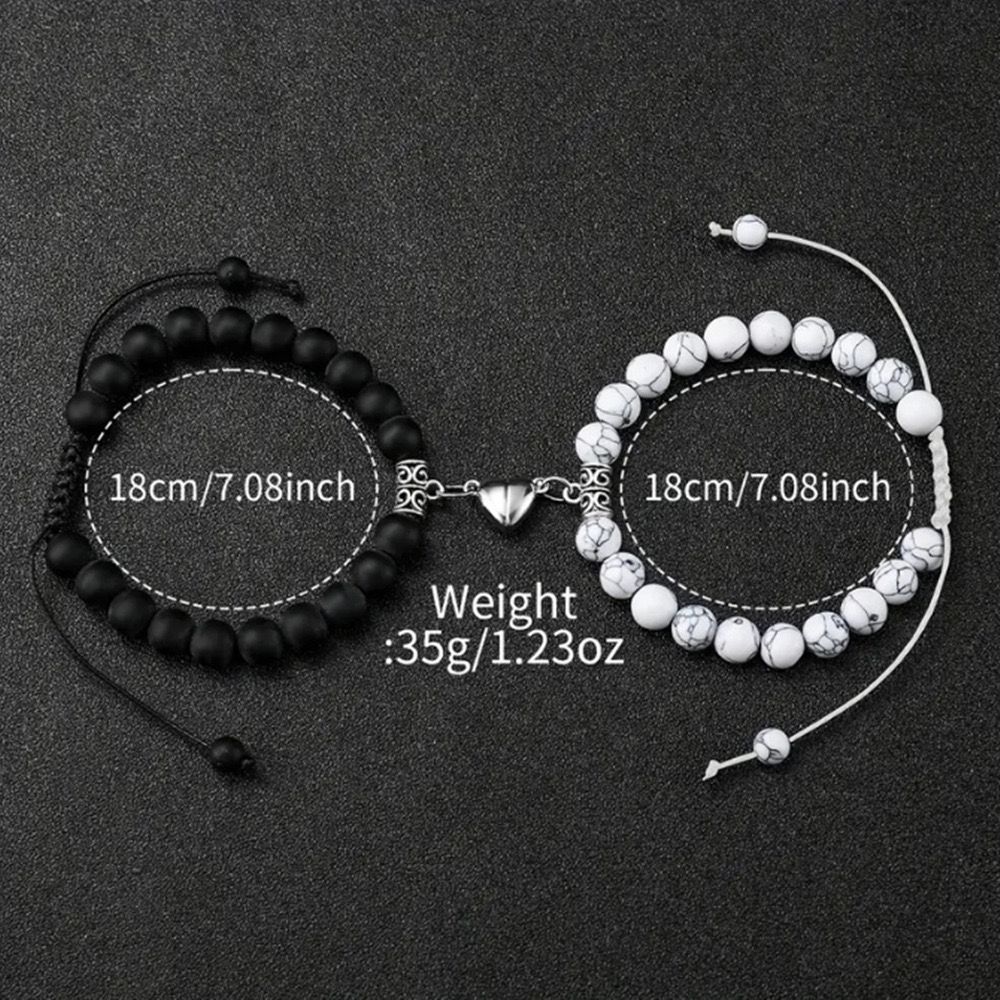 4PCS/Set Geneva Couple Watch Fashion Silicone Band Quartz Wrist Watches Magnetic Heart Beads Bracelets Set