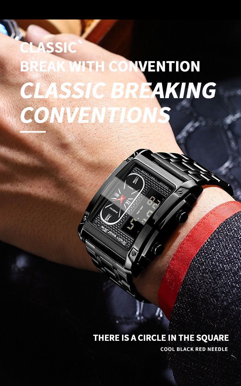 Binbond B2311 Fashion Men's Creative Steel Strap Electronic Watch, Dual Movements, Multi - Function, Waterproof, New Style Watch For Male Students, First - Class Quality, First - Class Service