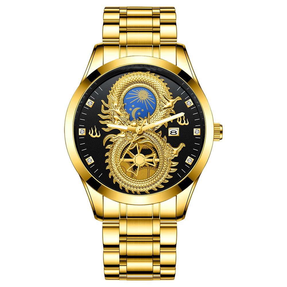 FNGEEN S999 Hot Sell Gold Boys Quartz Watch Formal Steel Strap Water Proof Calendar Low Moq Business Wrist Watch