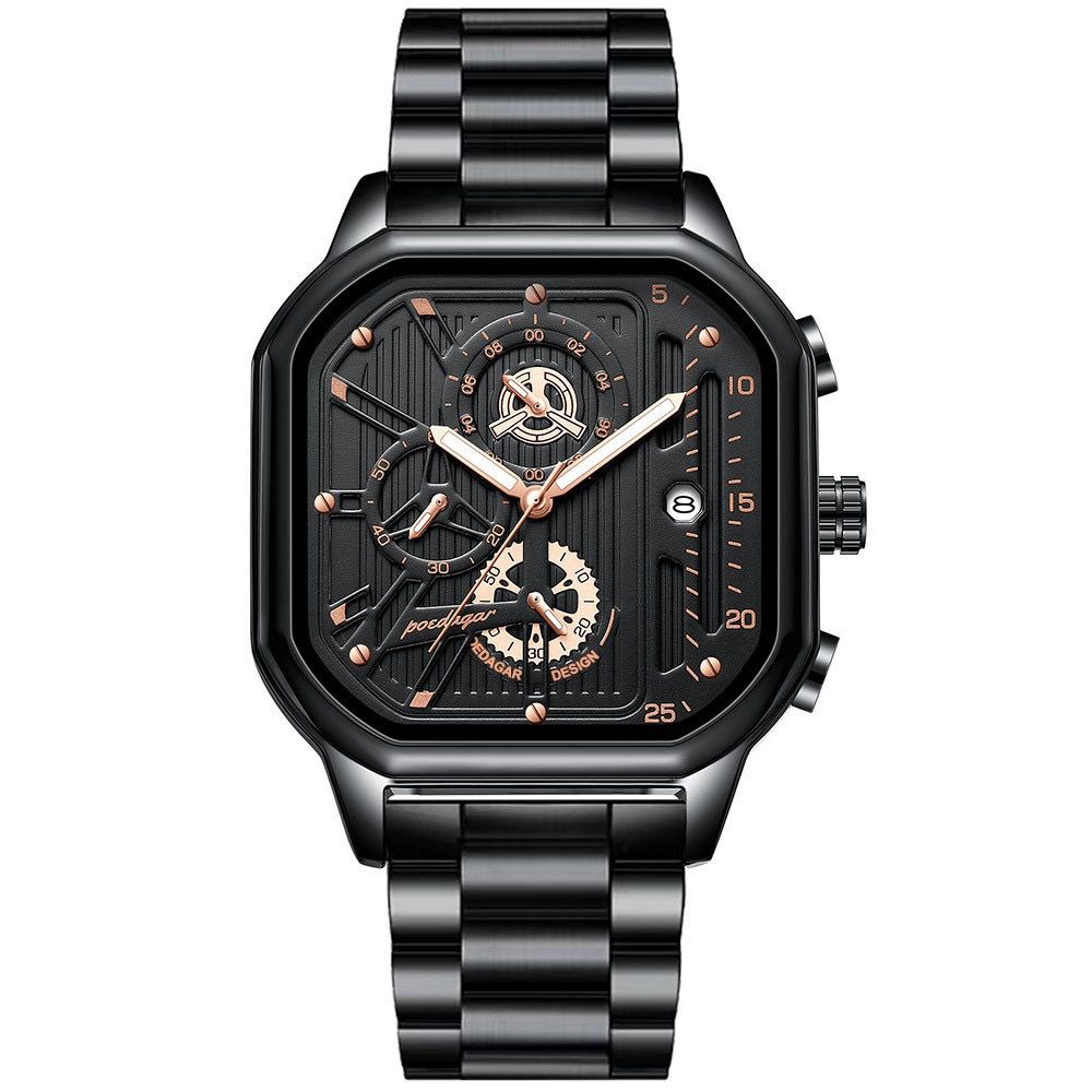 POEDAGAR 628 Luxury Men's Watch Fashion Casual Sport 3 Needles Stainless Steel Waterproof Luminous Hands Man Wristwatch for Men