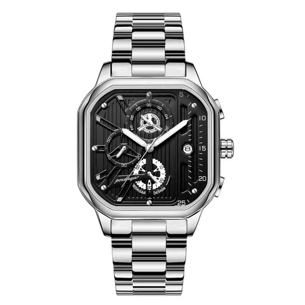 POEDAGAR 628 Luxury Men's Watch Fashion Casual Sport 3 Needles Stainless Steel Waterproof Luminous Hands Man Wristwatch for Men