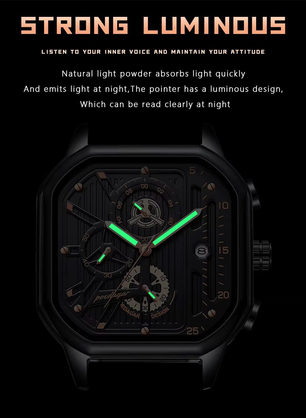 POEDAGAR 628 Luxury Men's Watch Fashion Casual Sport 3 Needles Stainless Steel Waterproof Luminous Hands Man Wristwatch for Men