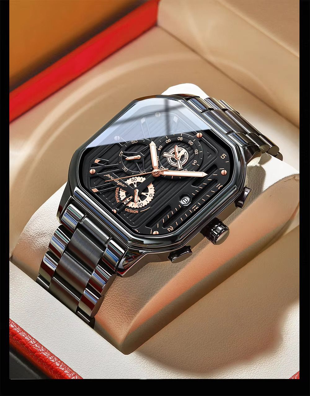 POEDAGAR 628 Luxury Men's Watch Fashion Casual Sport 3 Needles Stainless Steel Waterproof Luminous Hands Man Wristwatch for Men
