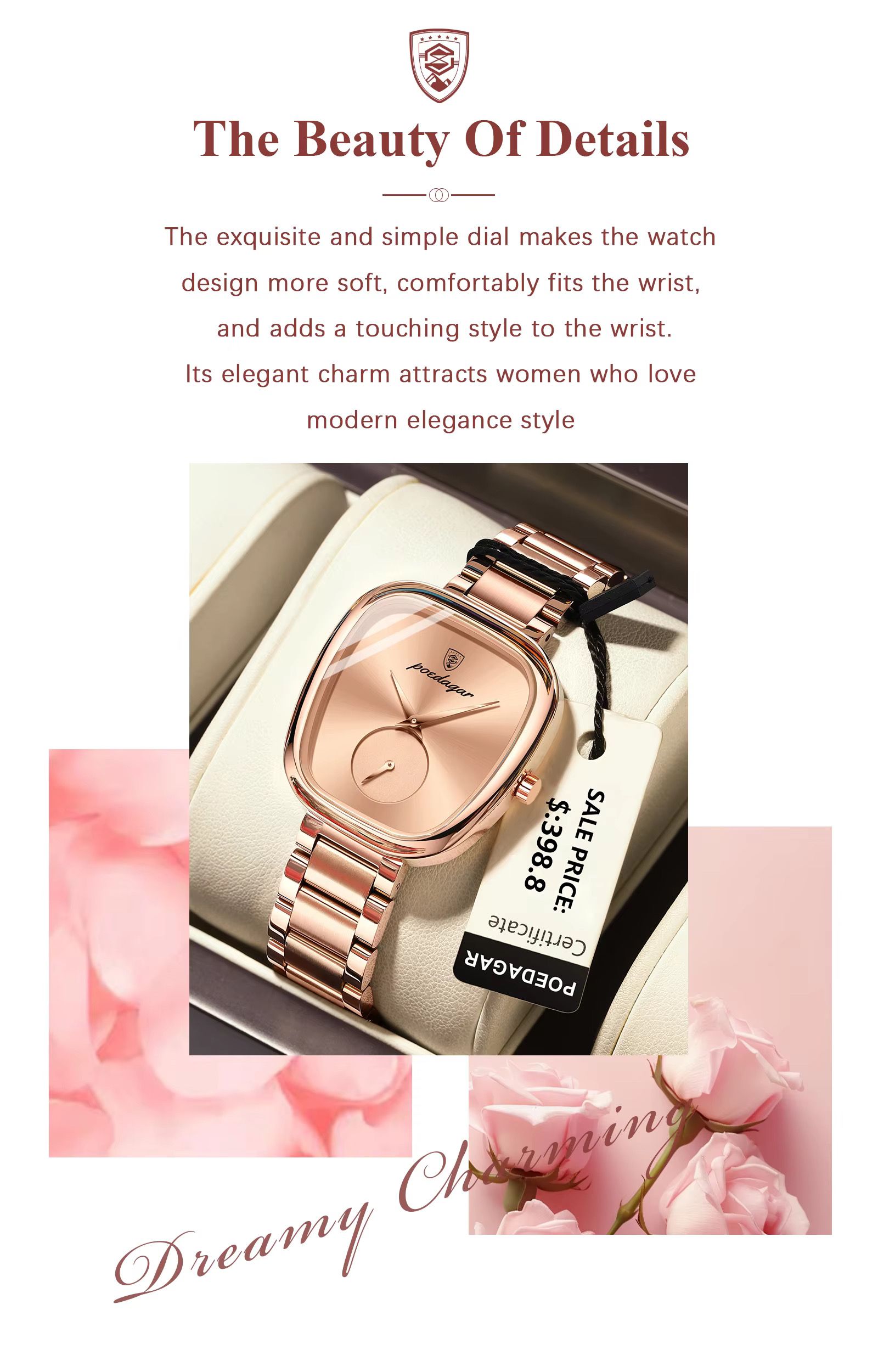 Poedagar 783 Luxury Ladies Watch Accessories Watch Waterproof Stainless Steel Bracelet Quartz Watches for Women