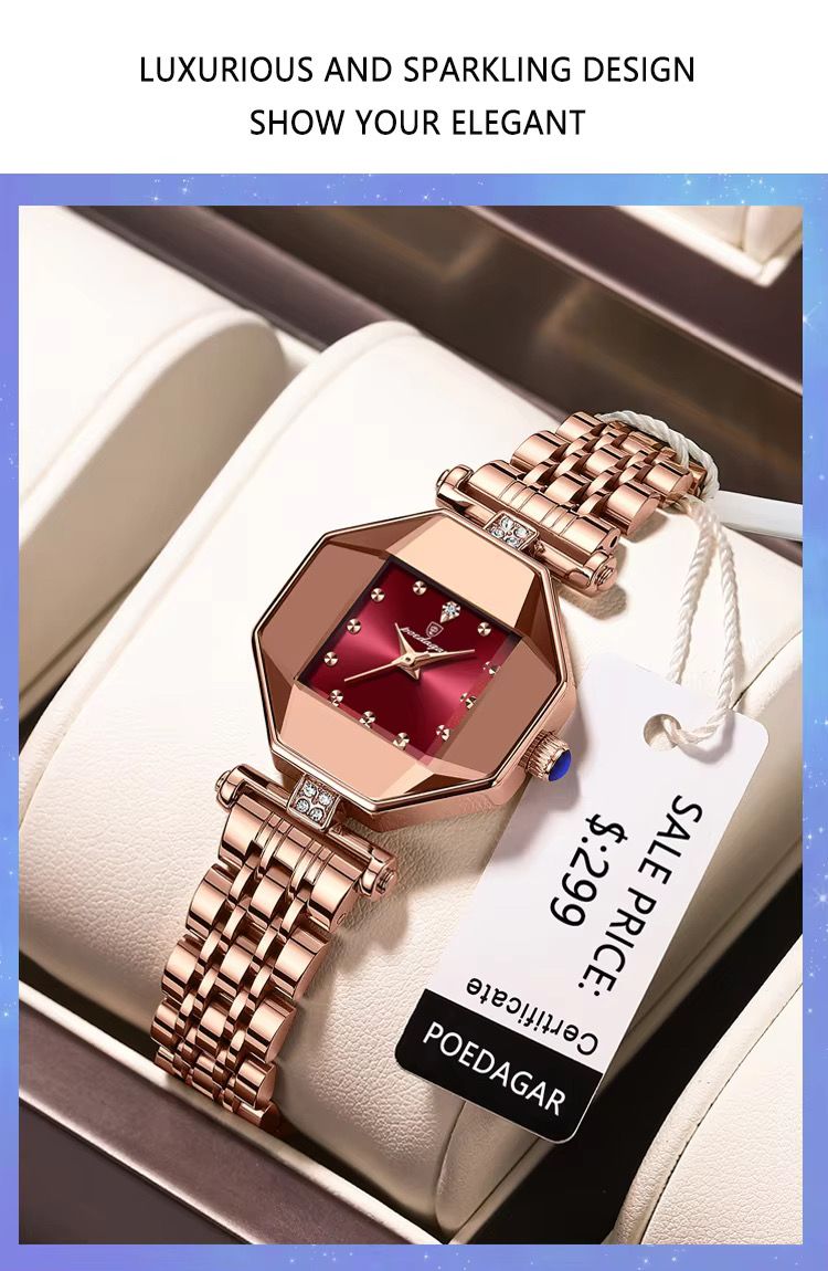 POEDAGAR 368 Women Watches Fashion Luxury Waterproof Quartz Watch Stainless Steel Reloj Top Brand Rose Gold Ladies Wristwatches