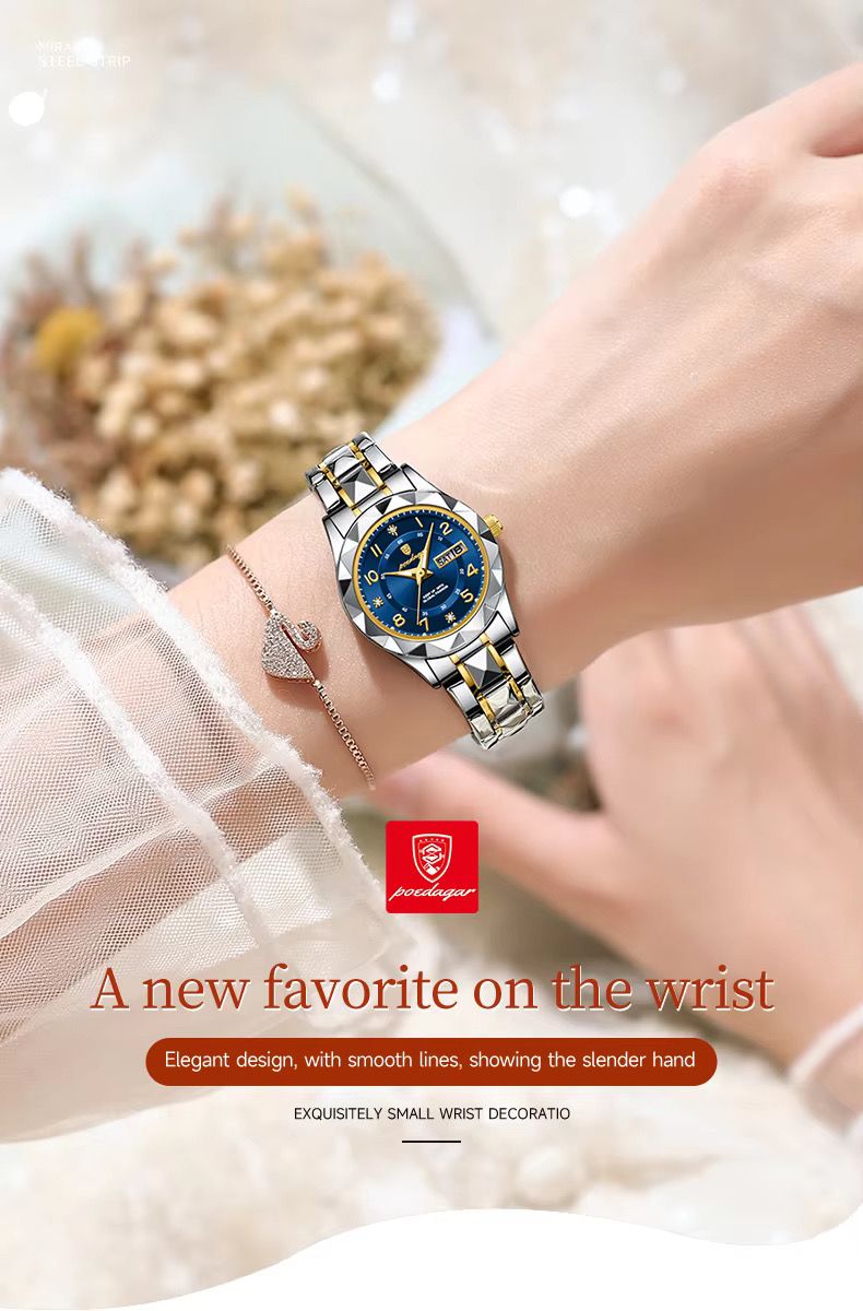 POEDAGAR 782 Fashion Luxury Women Watches Stainless Steel Wristwatch Waterproof Luminous Lady Quartz Watches