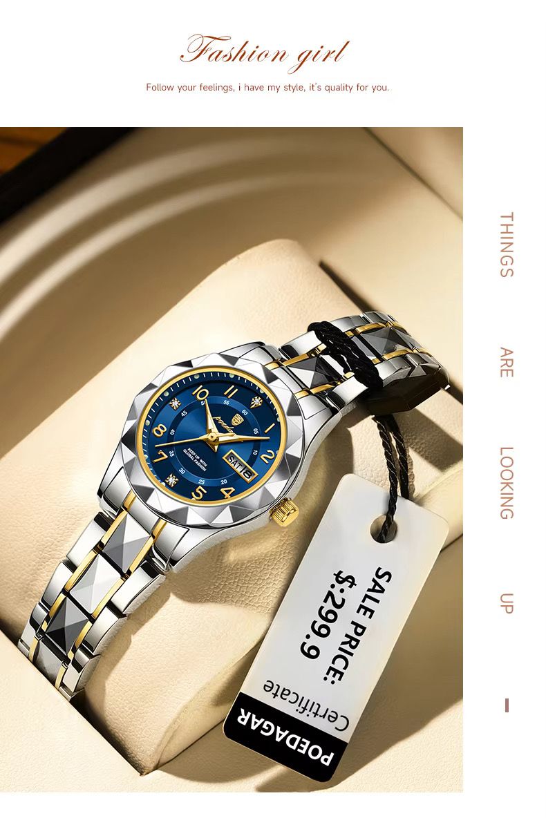 POEDAGAR 782 Fashion Luxury Women Watches Stainless Steel Wristwatch Waterproof Luminous Lady Quartz Watches